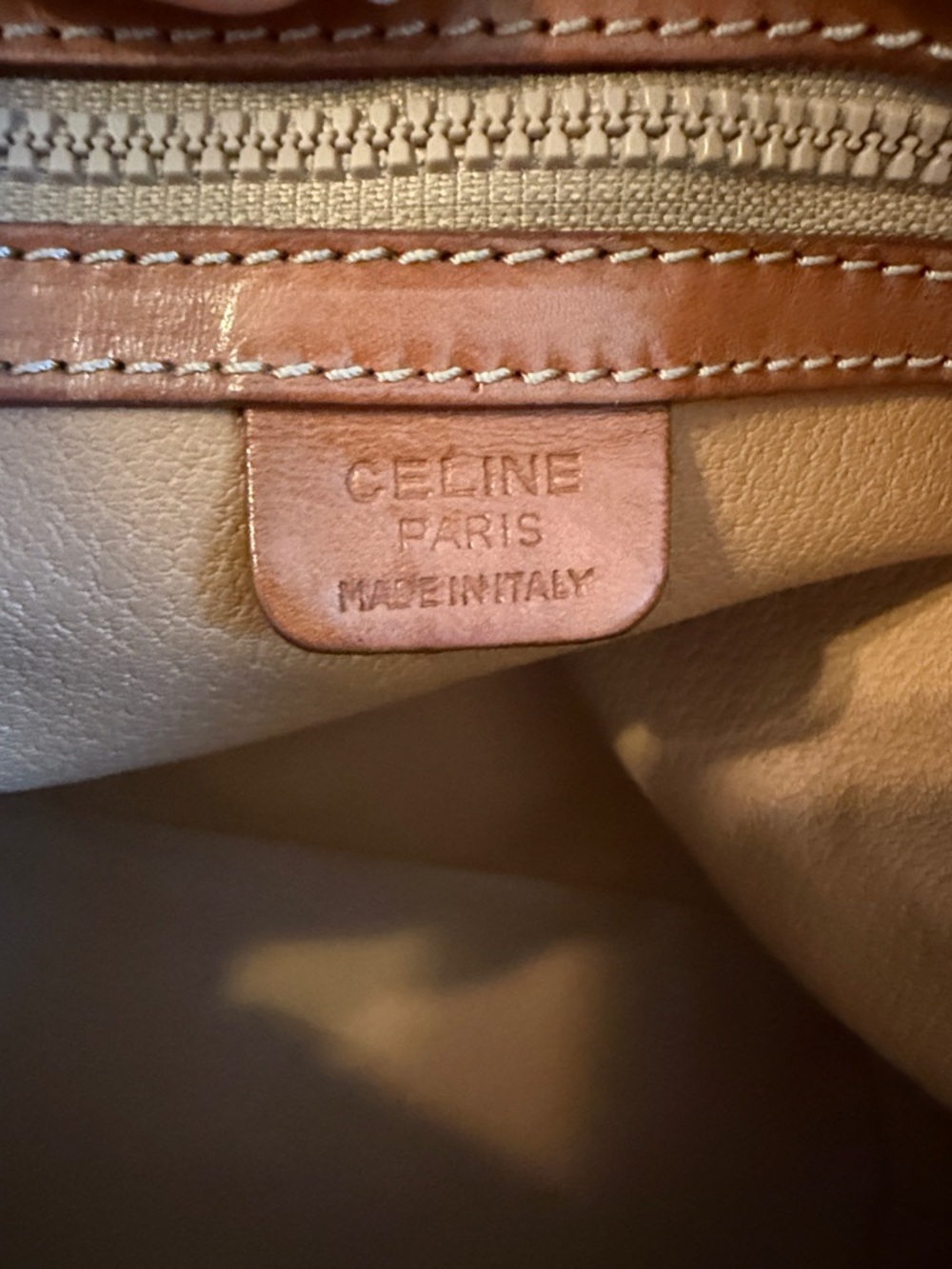 CELINE Macadam Patterned Done Satchel Handbag Vintage - Picture 4 of 14